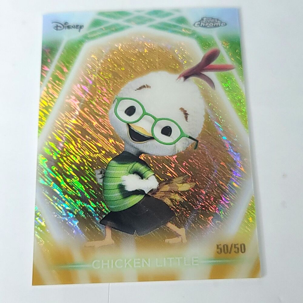 Chicken Little Topps 2026 Disney Neon Gold Shimmer Refractor Limited 50/50